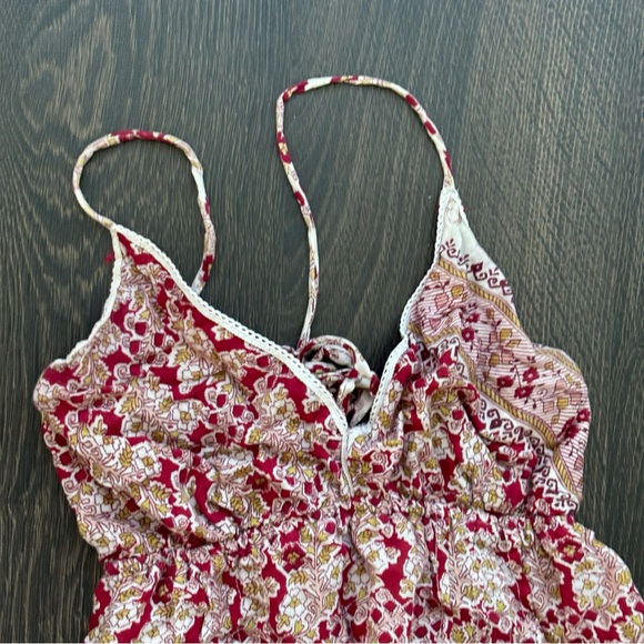 Floral Maxi Dress - Red and Cream - Picture 2 of 8